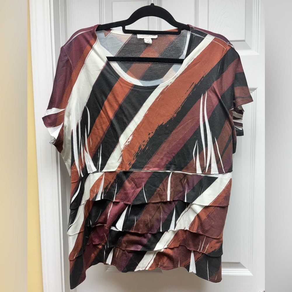 Coldwater Creek Tiered Layered Short Sleeve Top – Women’s Plus Size 2X (20–22)